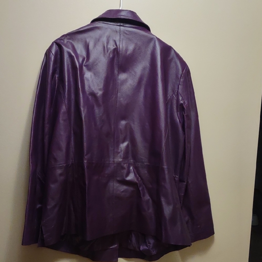Jessica London Purple Leather Blazer Sz 24 - Picture 5 of 5